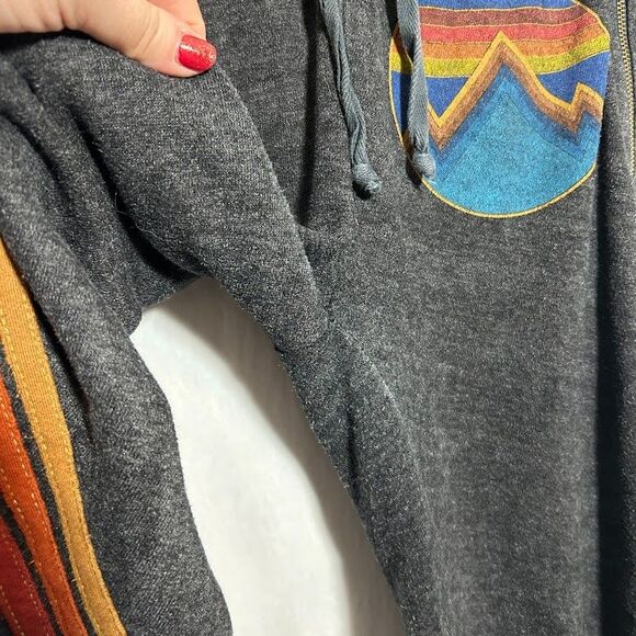 Aviator Nation Sweatpants Joggers M Gray Rainbow Stripe Mountain Pockets - Picture 8 of 13